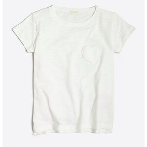 EUC J.Crew Factory Girls' heart-pocket tee white Large (age 10-11) BO280